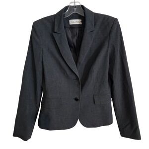 Calvin Klein Women's Blazer Size 6 Gray Career Office Work Jacket Stretch